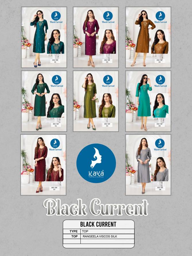 Black Current By Kaya Viscose Silk Kurti Wholesale Shop In Surat